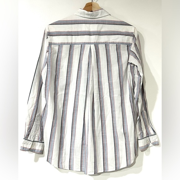 Grayson The Hero Button-Up Washed Cotton Top Ida White Stripe 2 S Anthropologie - Picture 6 of 9